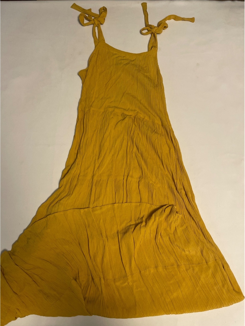 Mudpie Mustard Yellow Viscose Midi Dress with Tie Straps Size M